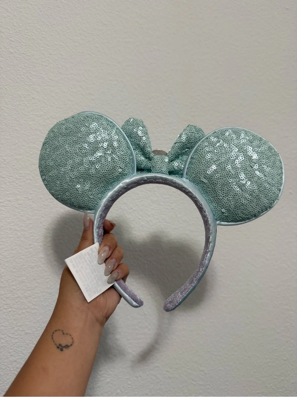 Frozen-Themed Sequin Bow Ear Headband - Mint Green
